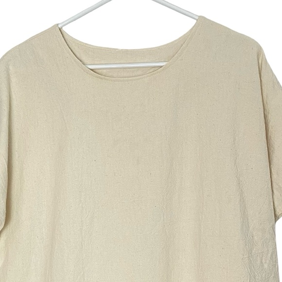 Alfredo’s Wife Tunic Top Tee Shirt Womens Size Medium Cream Natural Frayed Hem - Picture 3 of 9